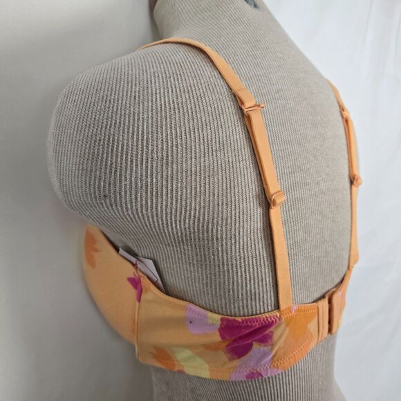 Auden Bra Women's 34DD Pink Orange Floral The Everyday Demi Coverage NWT - Picture 12 of 16